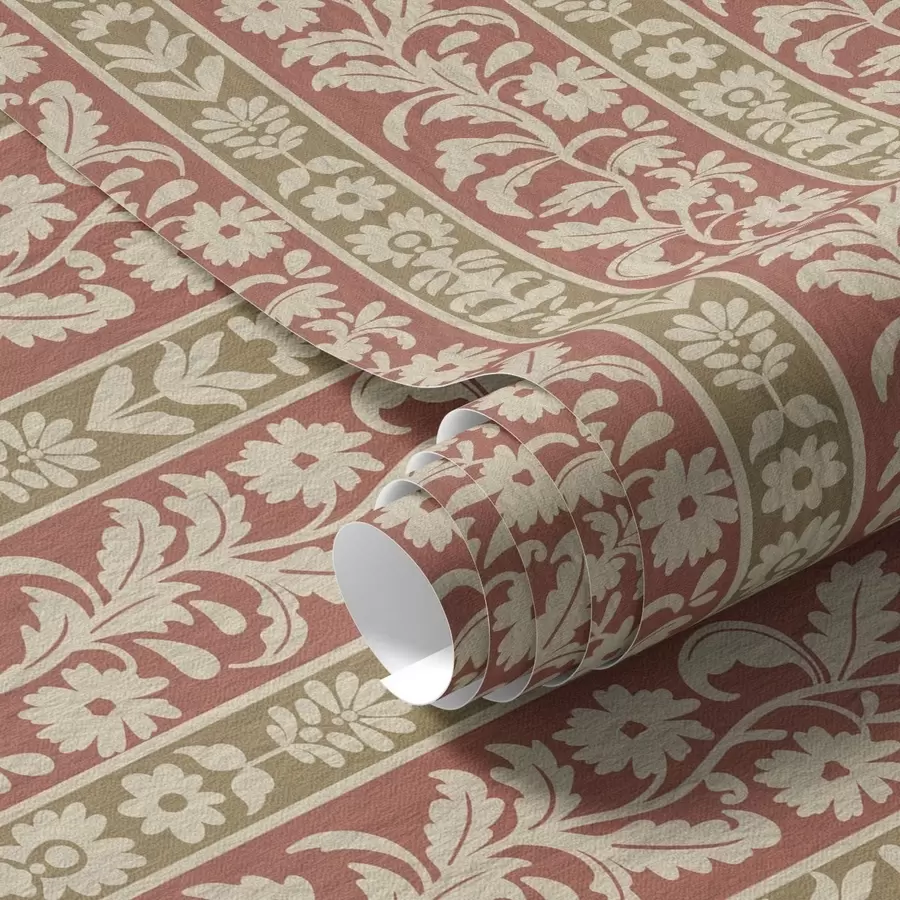 fototapeter Retro vertikale striper med blomstermønster a00362