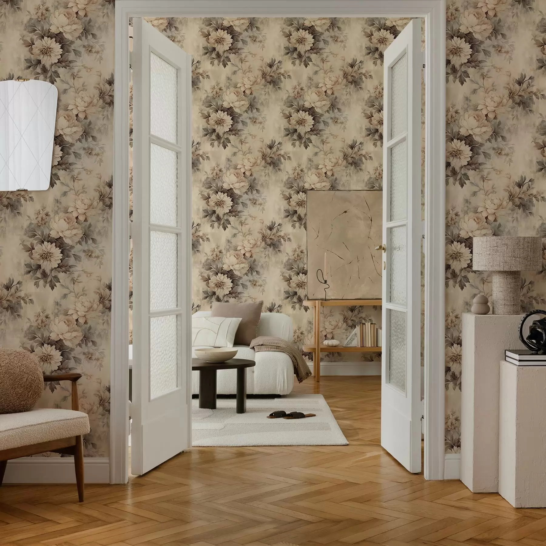 fototapeter Vintage akvarellblomster