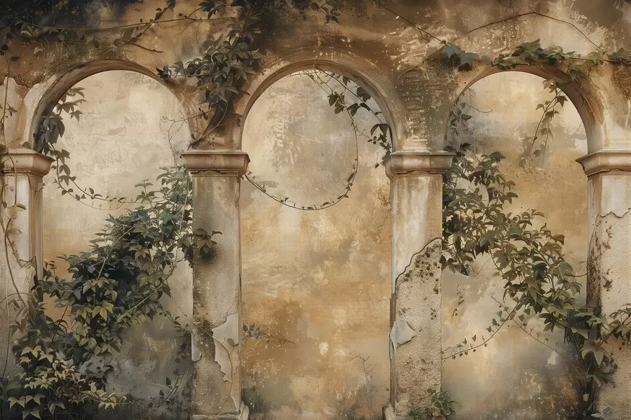 fototapeter fargede retrobuer med eføy w04304