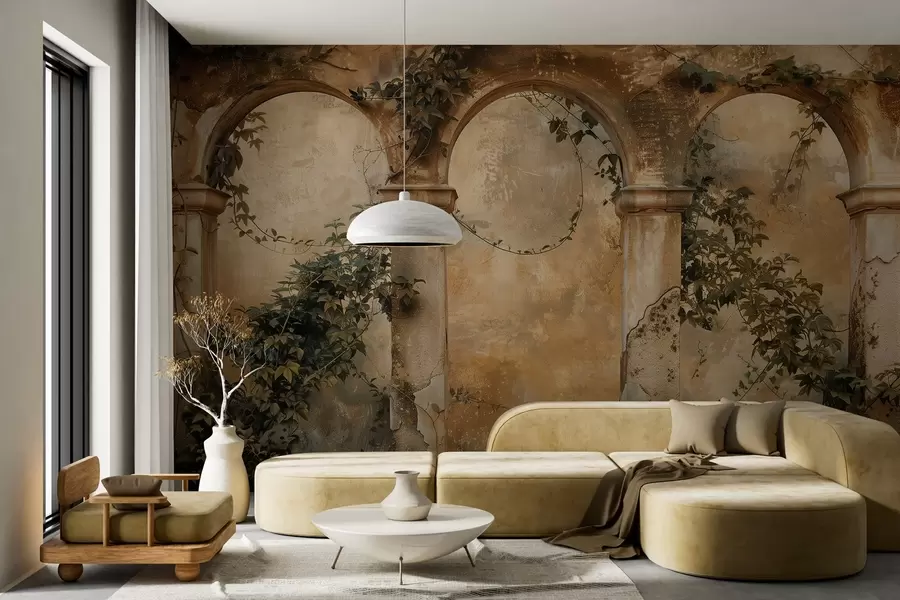 fototapeter fargede retrobuer med eføy w04304