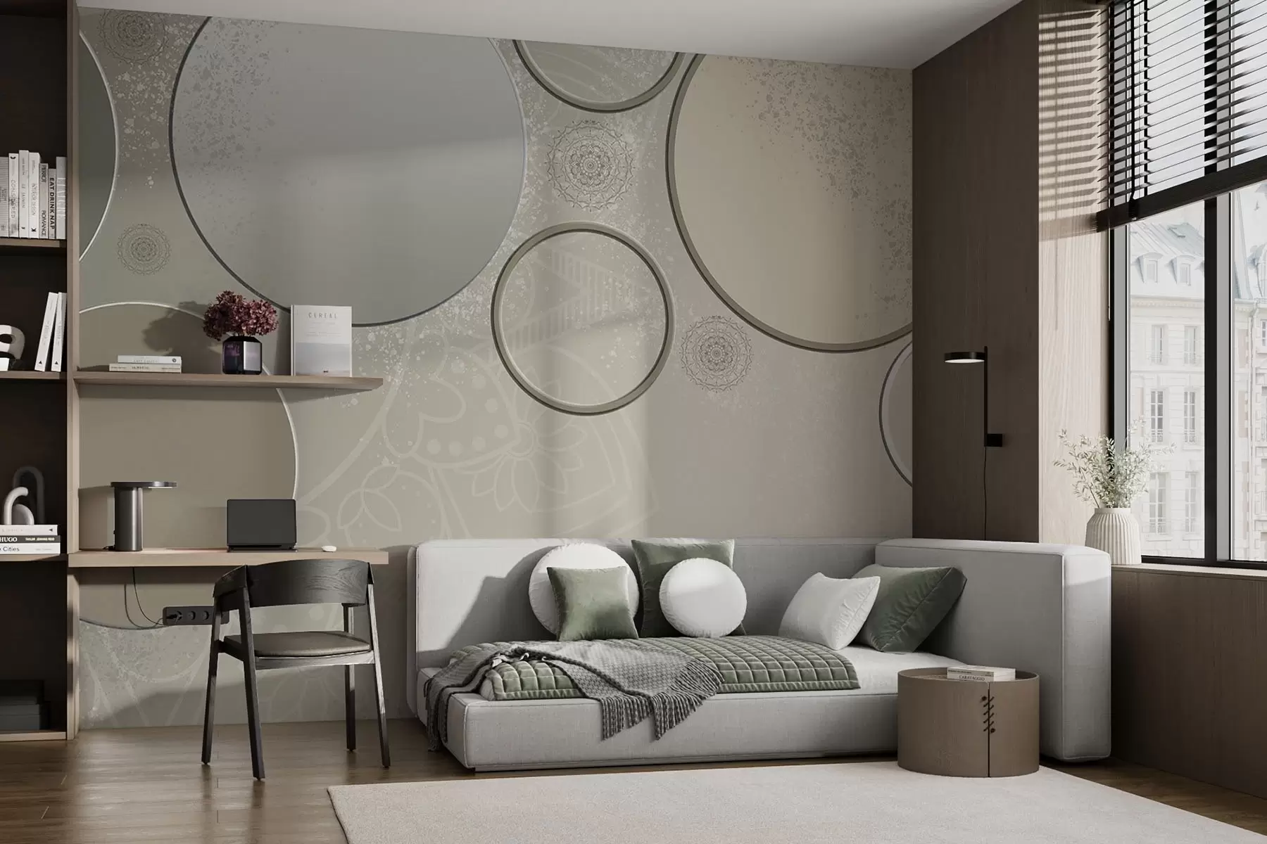 fototapeter En rekke sirkler på en gjennomsiktig bakgrunn w09181