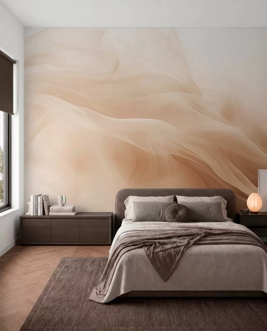 fototapeter Beige røykfylte bølger i abstrakt stil w09273