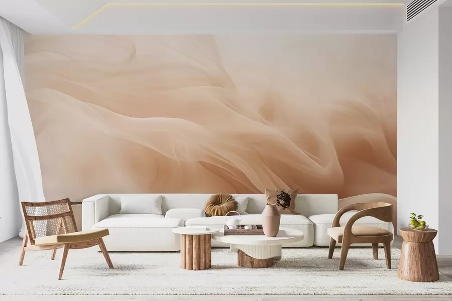 fototapeter Beige røykfylte bølger i abstrakt stil w09273