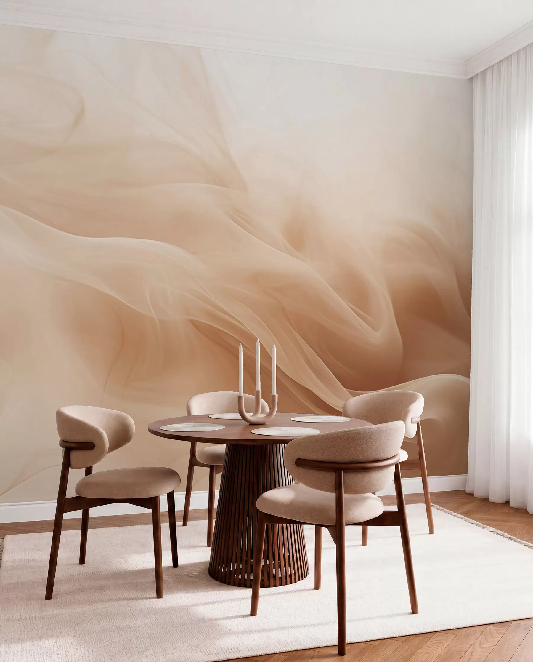 fototapeter Beige røykfylte bølger i abstrakt stil w09273