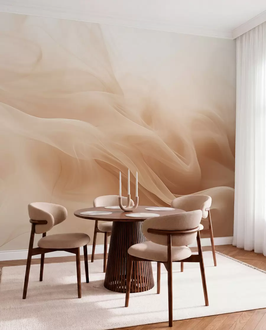 fototapeter Beige røykfylte bølger i abstrakt stil w09273