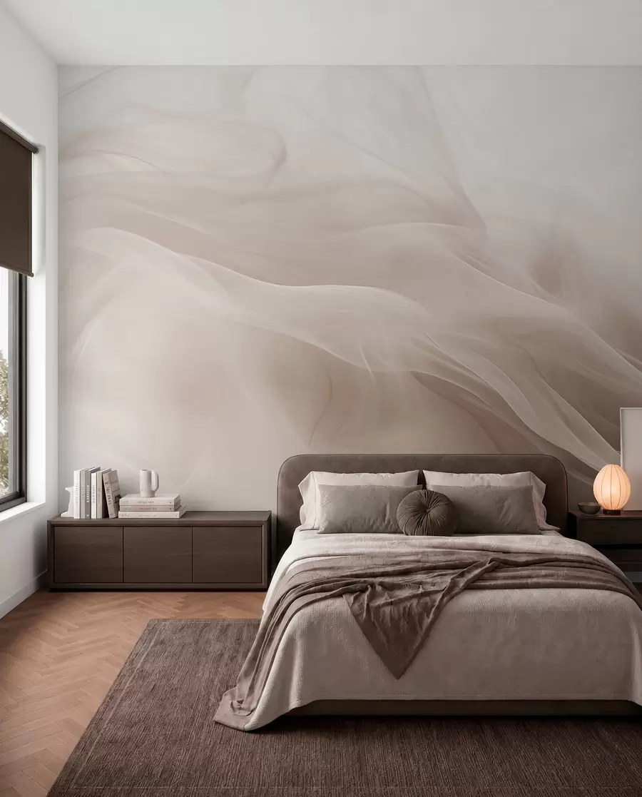 fototapeter Myke, beige, røykfylte bølger i abstrakt stil w09273v1