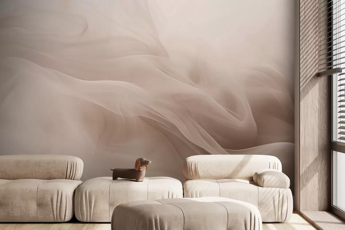 fototapeter Myke, beige, røykfylte bølger i abstrakt stil w09273v1