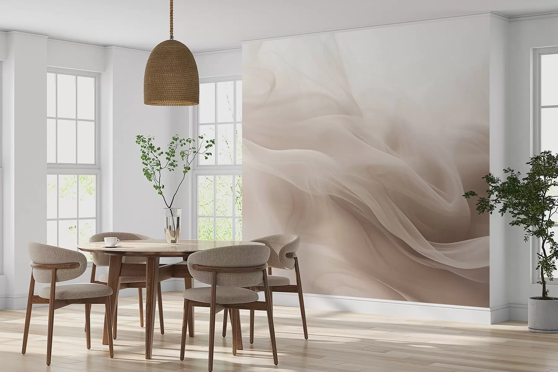 fototapeter Myke, beige, røykfylte bølger i abstrakt stil w09273v1
