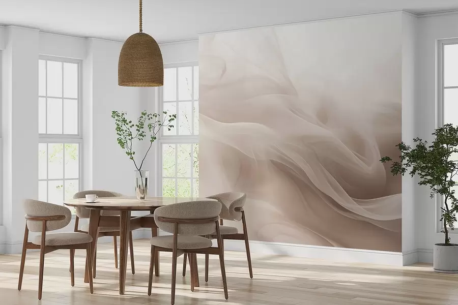 fototapeter Myke, beige, røykfylte bølger i abstrakt stil w09273v1
