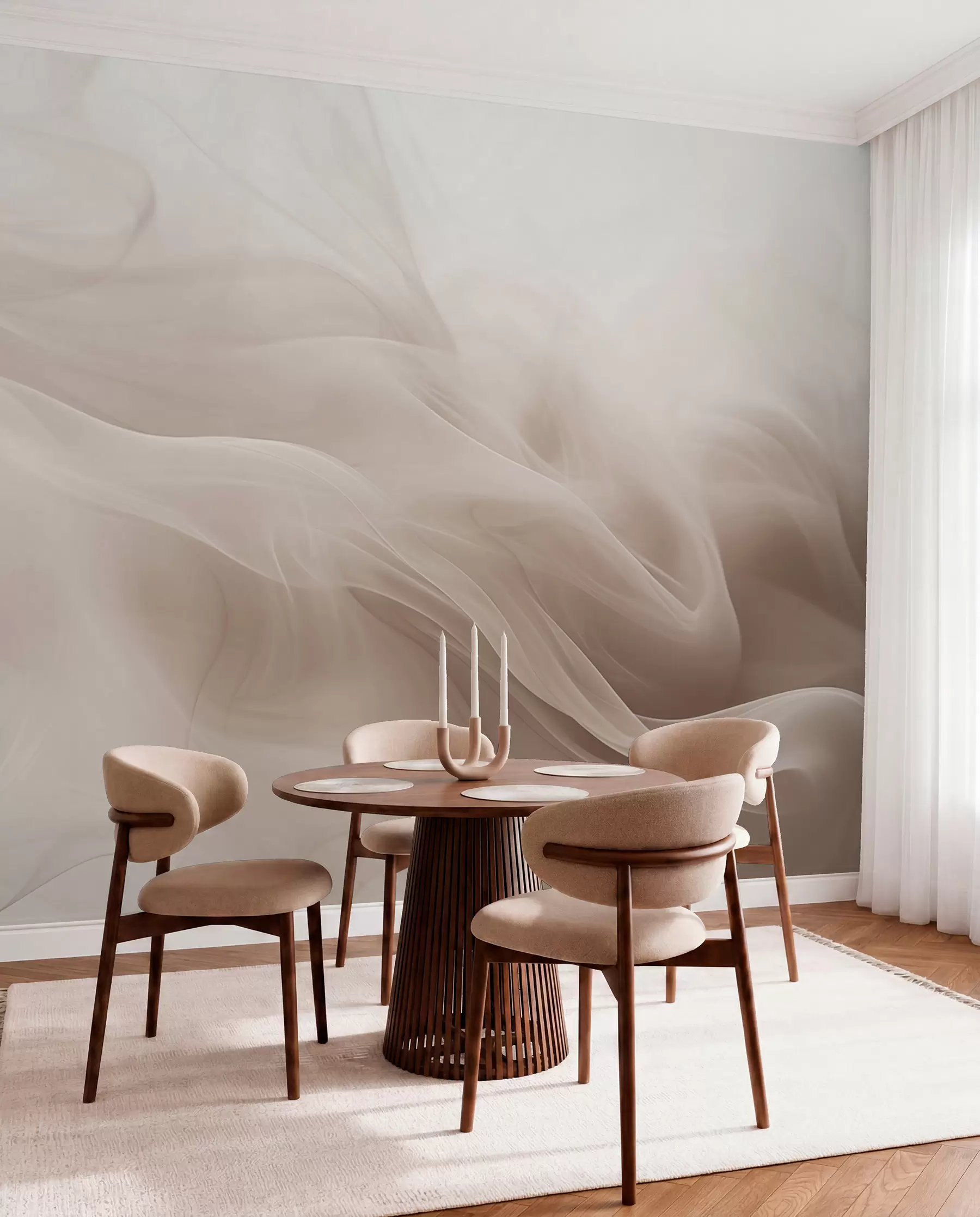 fototapeter Myke, beige, røykfylte bølger i abstrakt stil w09273v1