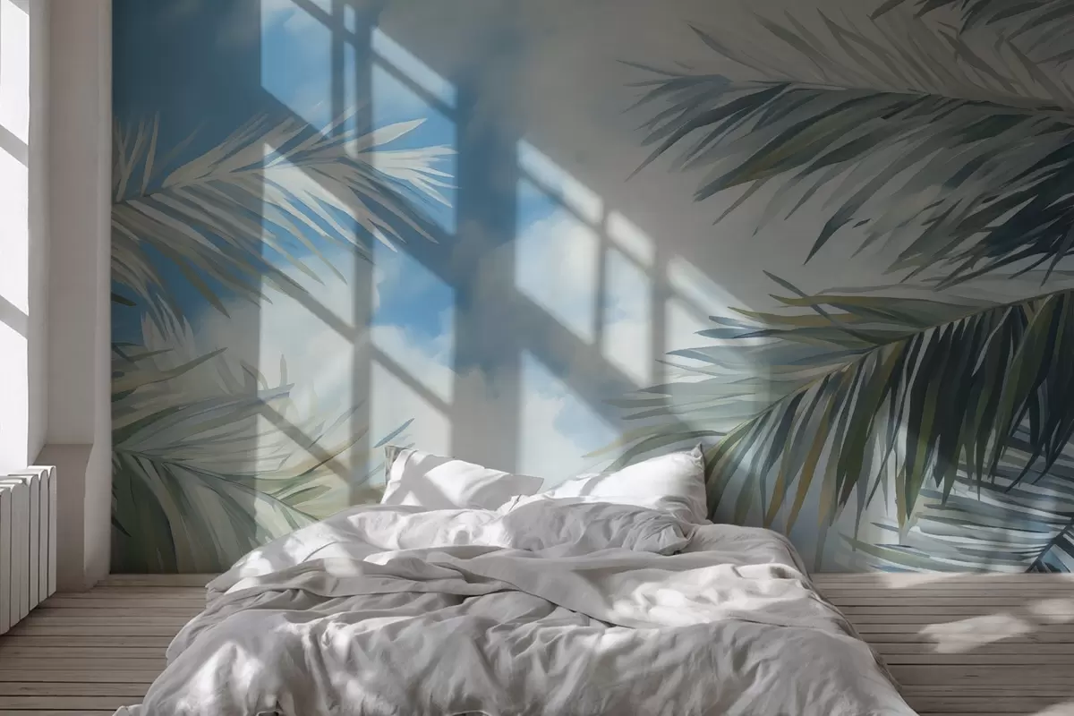 fototapeter Palmeblader mot himmelen w04361