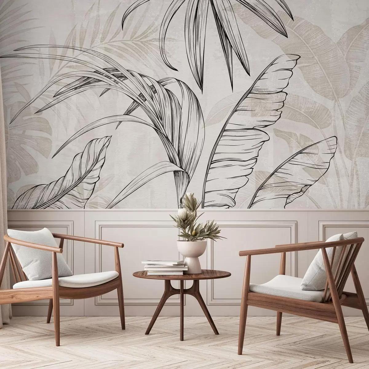 fototapeter Blader på bakgrunn med imitert uskarphet og tekstur w04362