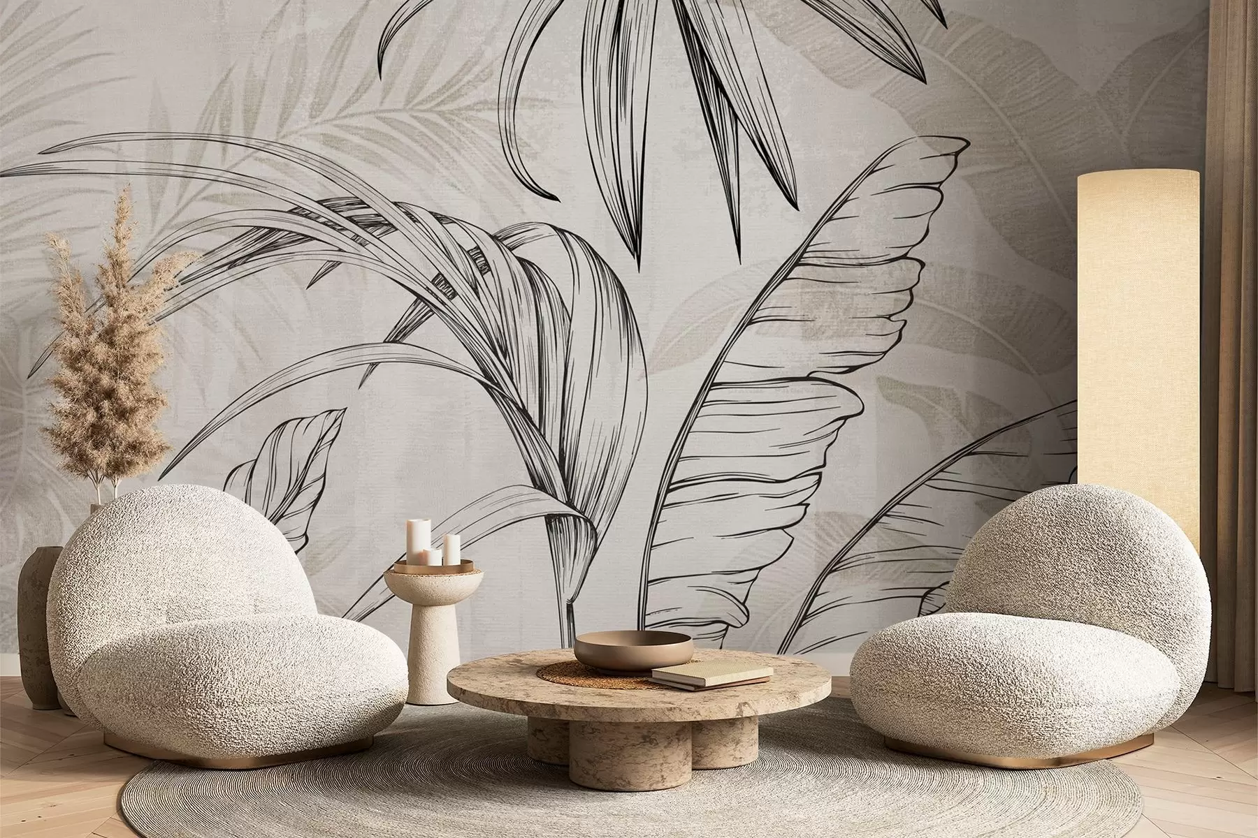 fototapeter Blader på bakgrunn med imitert uskarphet og tekstur w04362