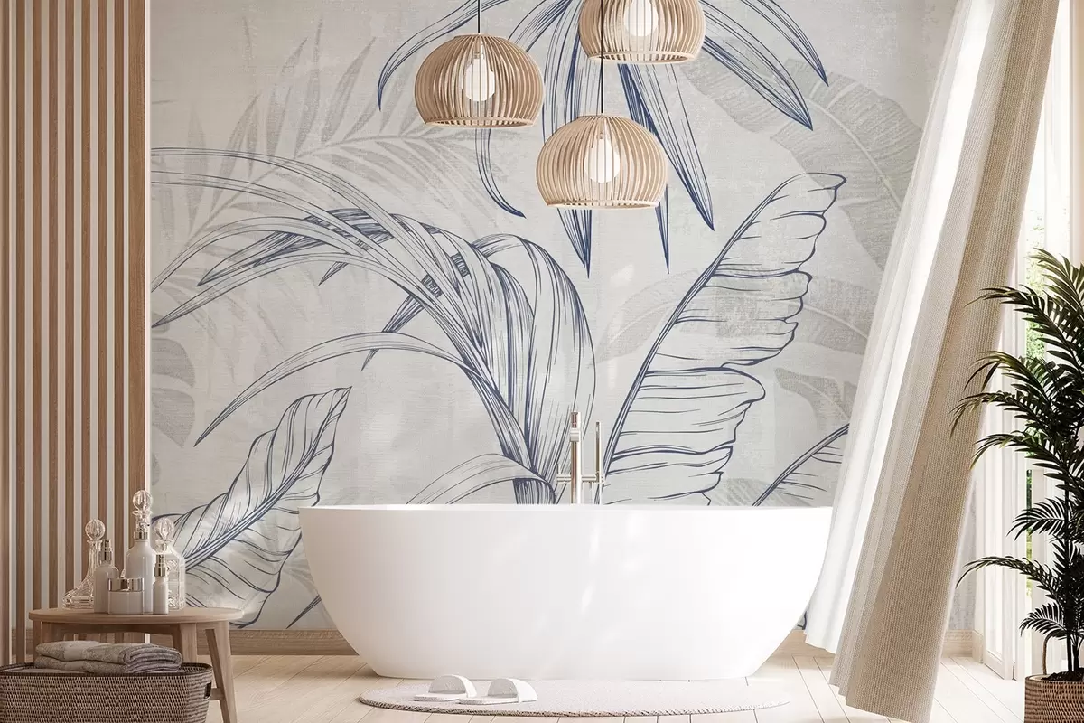 fototapeter Blader på bakgrunn med imitert uskarphet og tekstur w04362v1