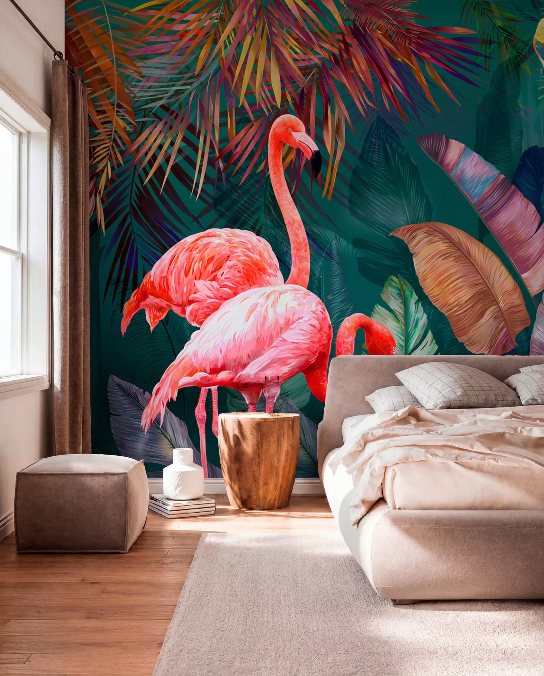 fototapeter Flamingoer i de fargerike tropene u80403