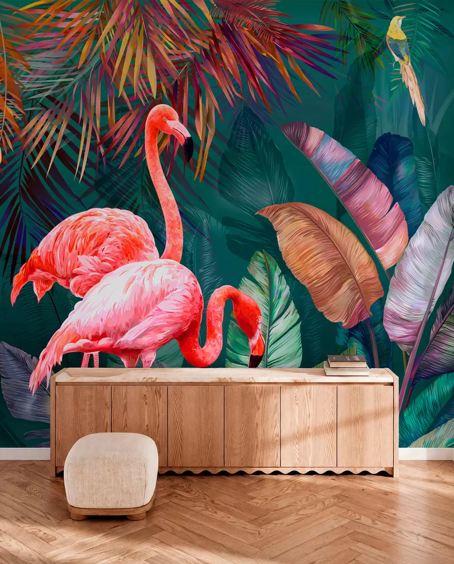 fototapeter Flamingoer i de fargerike tropene u80403