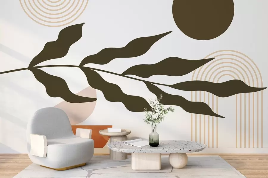 fototapeter Abstraksjon, blader, lineære buer w04386