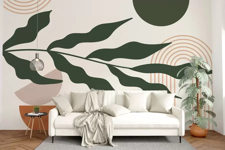 fototapeter Abstraksjon, blader, lineære buer w04386v1