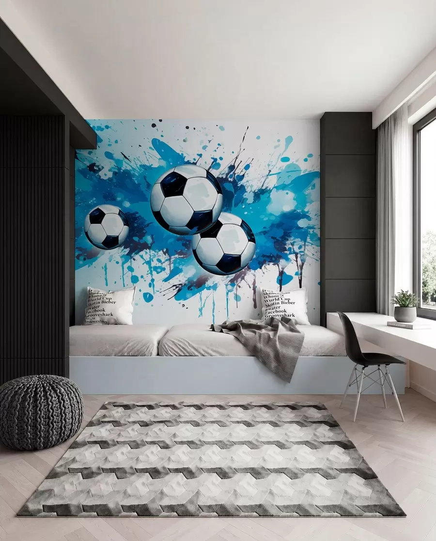 fototapeter Fotball i blå sprut w04373