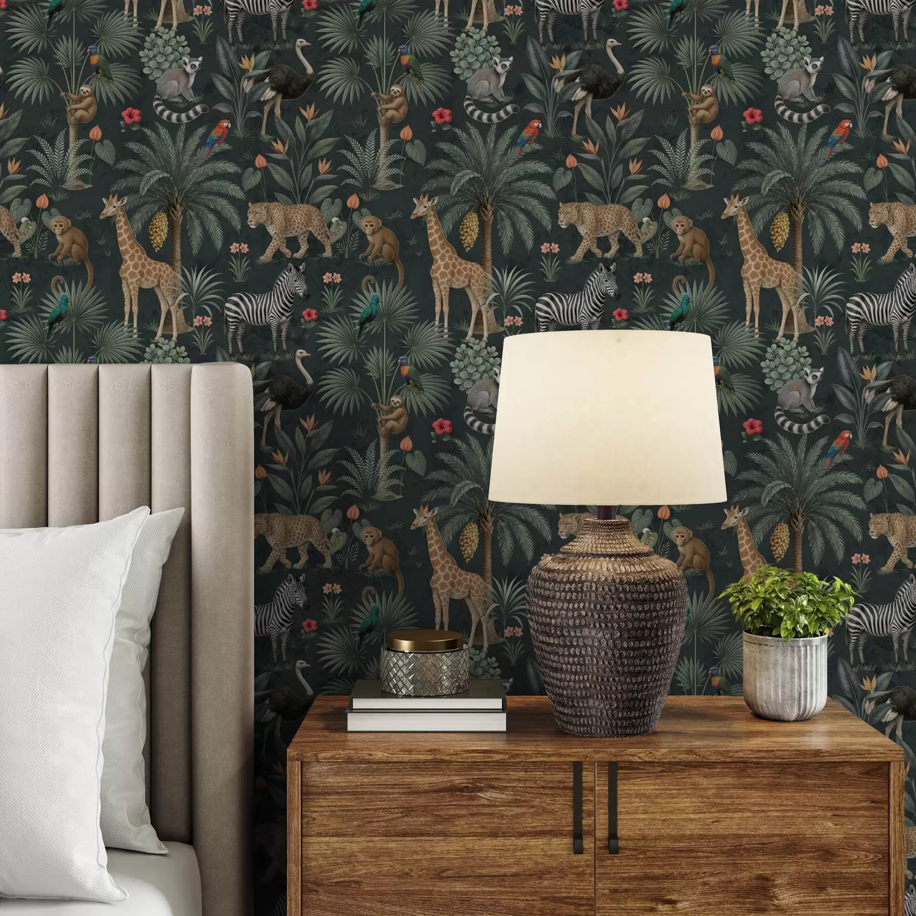 fototapeter Realistiske tropiske dyr blant planter a00427