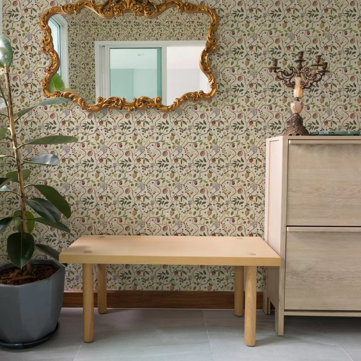 Bakgrunn Fruktmønster med bær, grener og blomster a00428