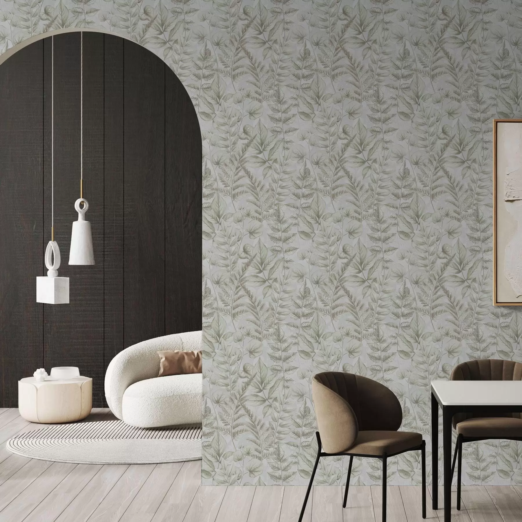 fototapeter Myke pastellfargede blader i botanisk akvarellstil a00437