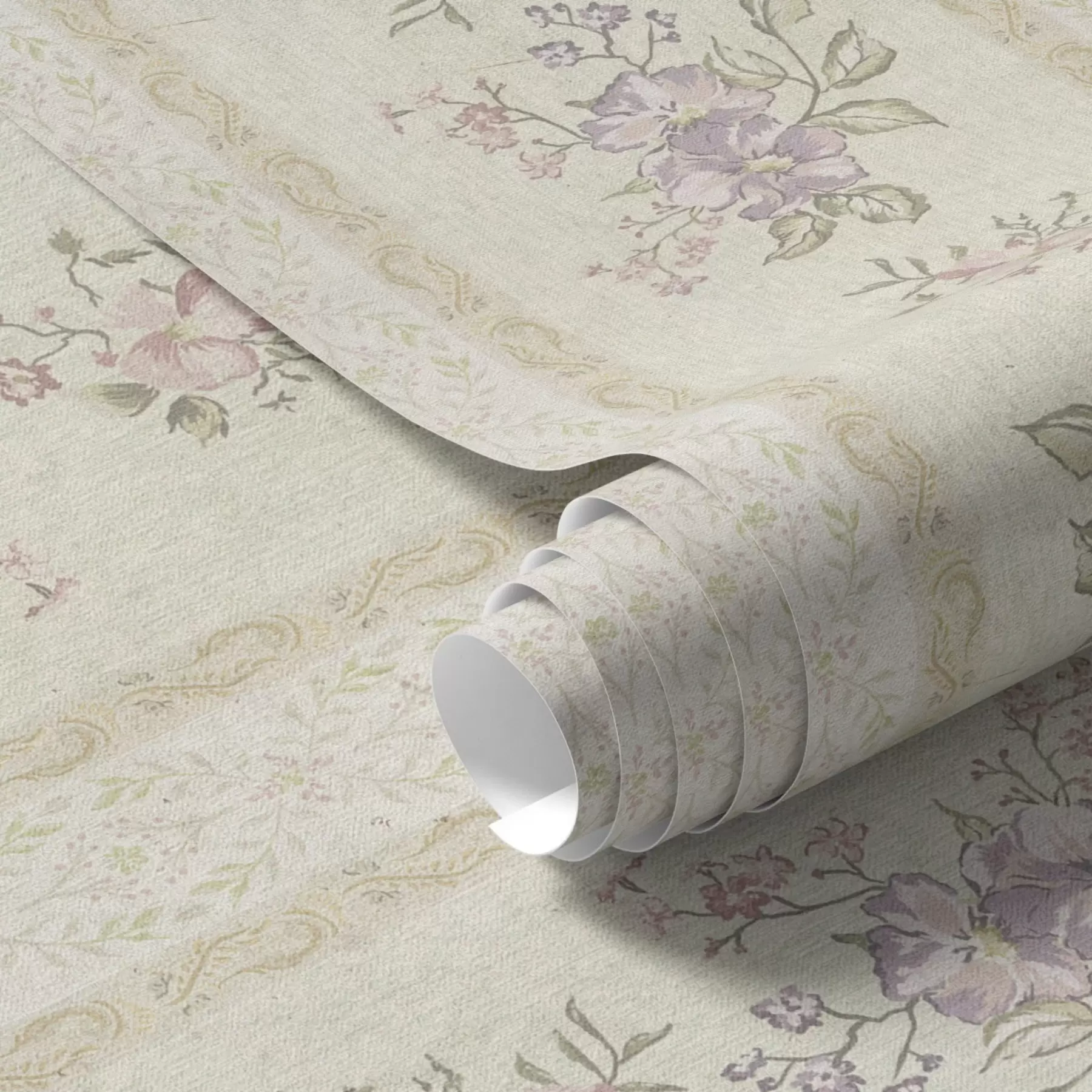 fototapeter Vintageblomster på stripete bakgrunn med ornament a00440