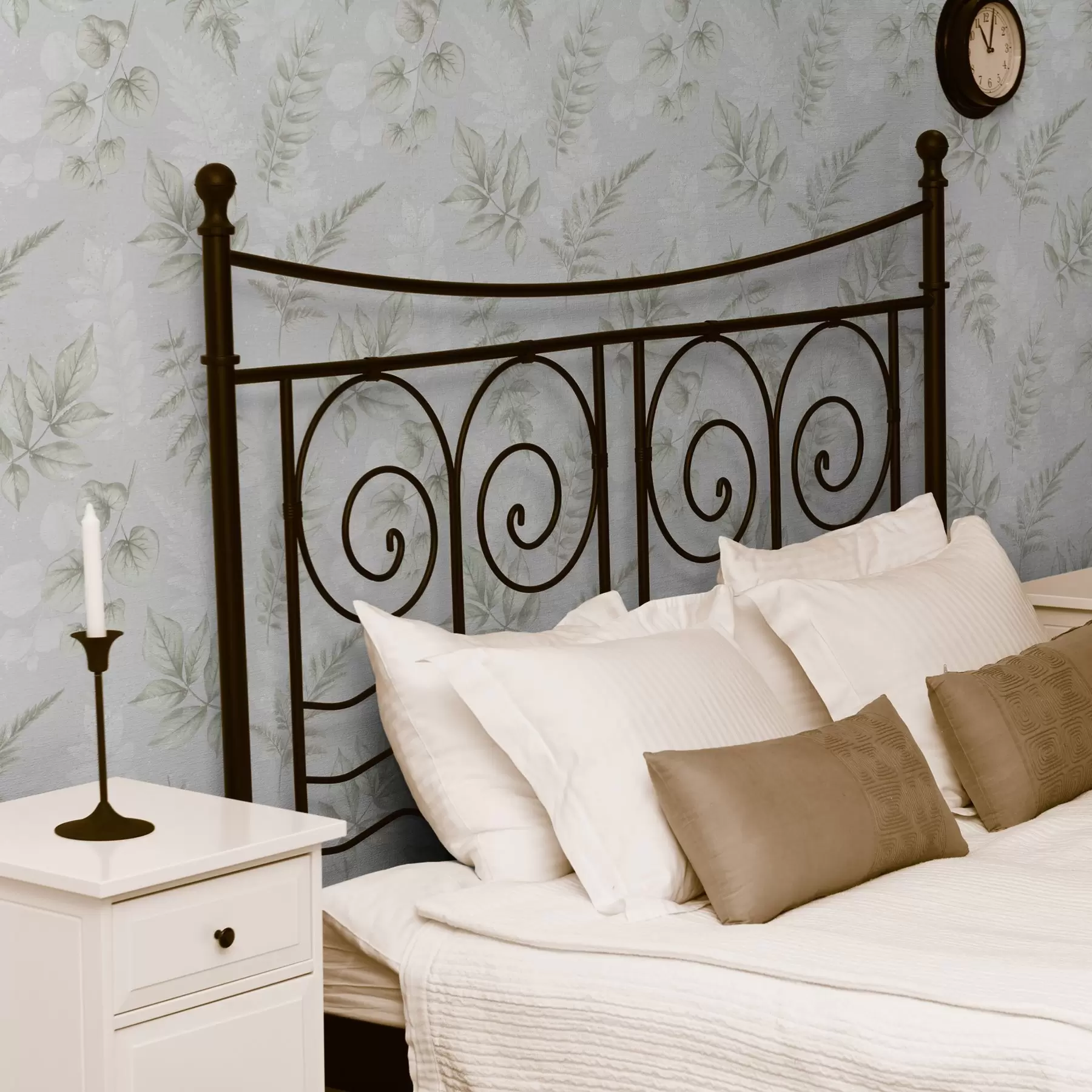 fototapeter Lette akvarellblader med spruteffekt på grå bakgrunn a00446