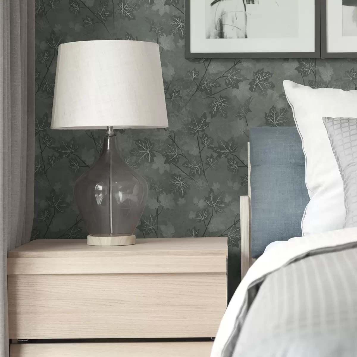 Bakgrunn Matte lønneblader i myke grønne toner a00464