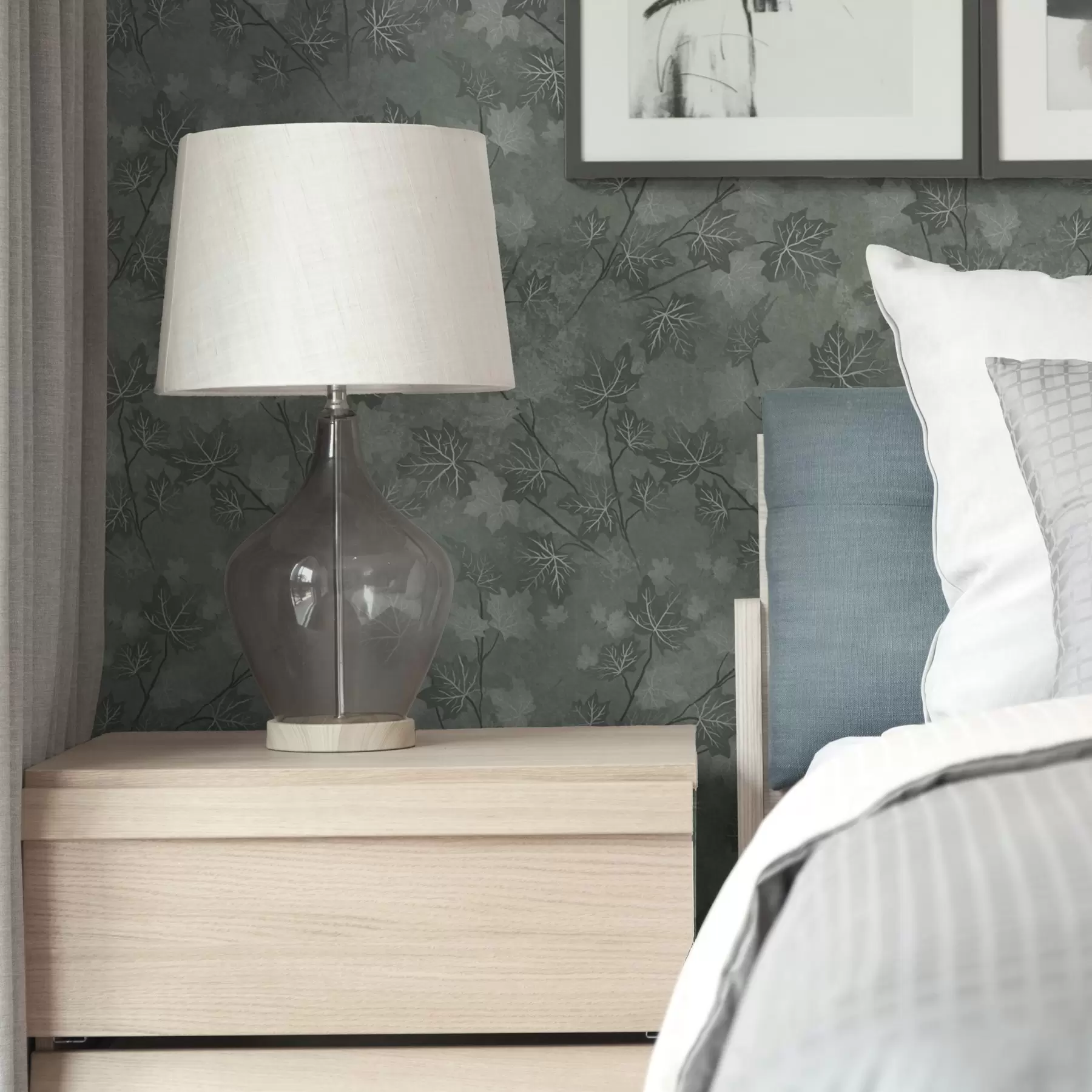 fototapeter Matte lønneblader i myke grønne toner a00464