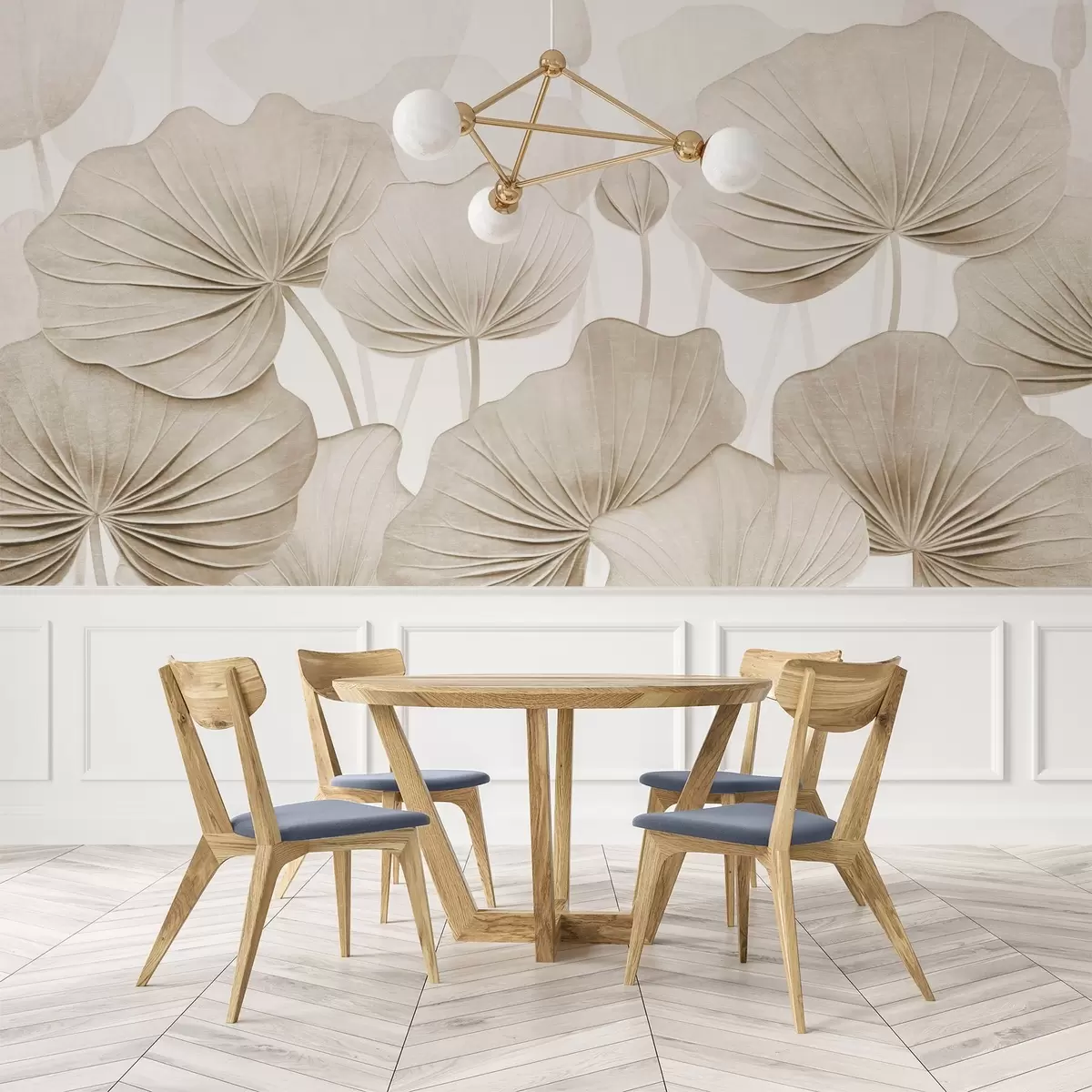 fototapeter Lotusblader med imitert slitt tekstur w04412v1