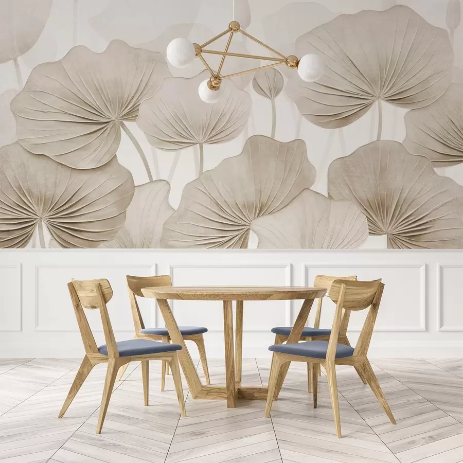 fototapeter Lotusblader med imitert slitt tekstur w04412v1