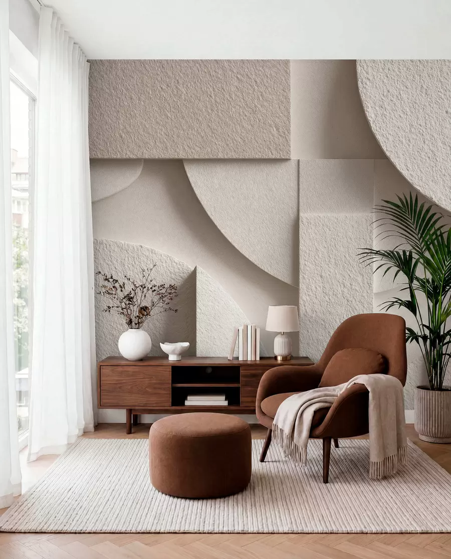 fototapeter Abstrakt komposisjon av beige geometriske former w04395