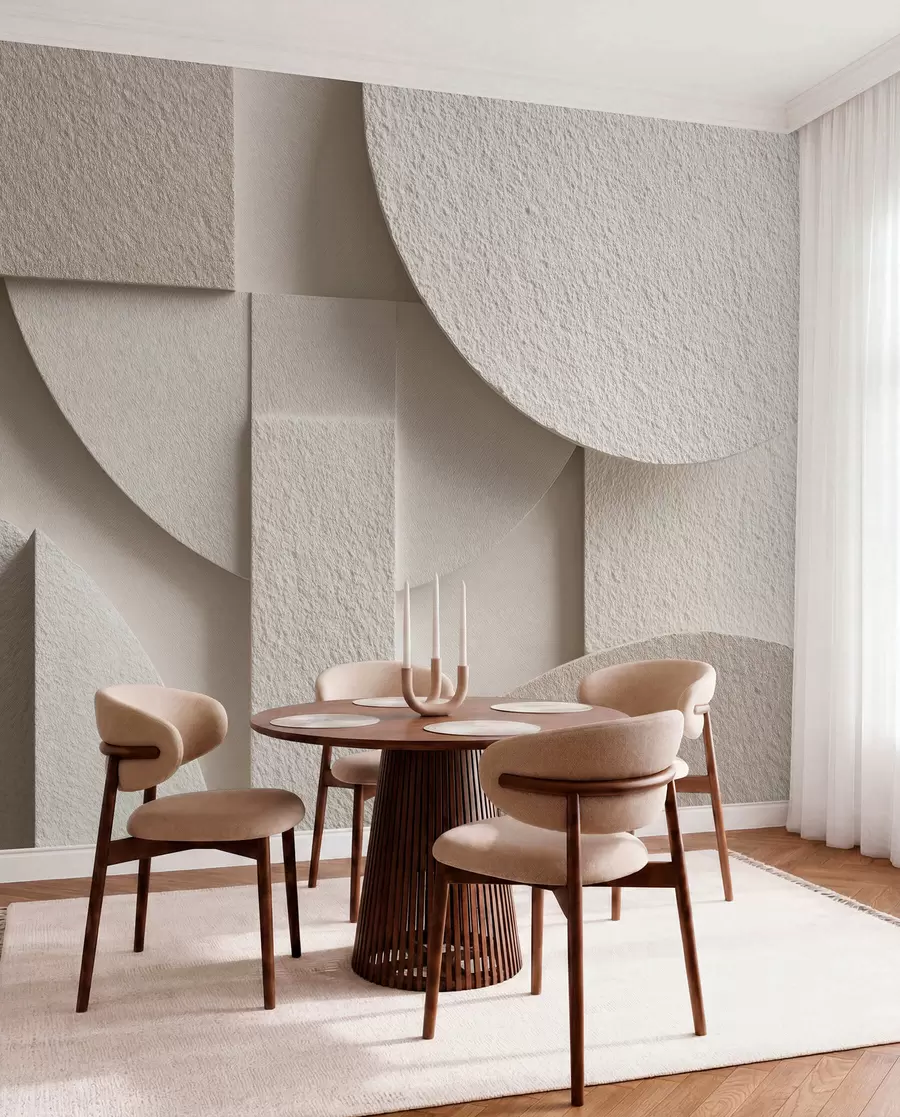 fototapeter Abstrakt komposisjon av beige geometriske former w04395