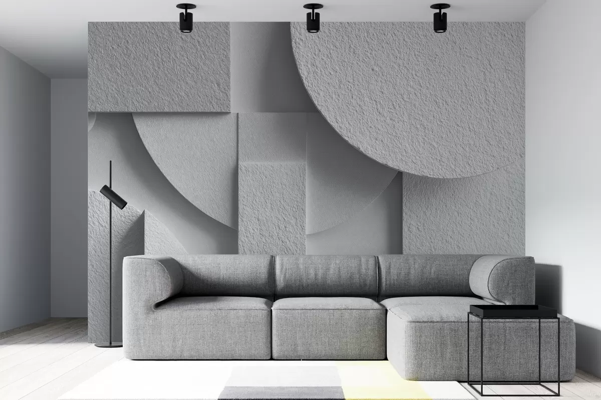 fototapeter Abstrakt komposisjon med hvite tredimensjonale geometriske former w04395v1