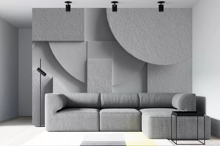 fototapeter Abstrakt komposisjon med hvite tredimensjonale geometriske former w04395v1