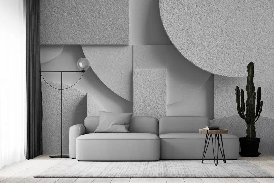 fototapeter Abstrakt komposisjon med hvite tredimensjonale geometriske former w04395v1