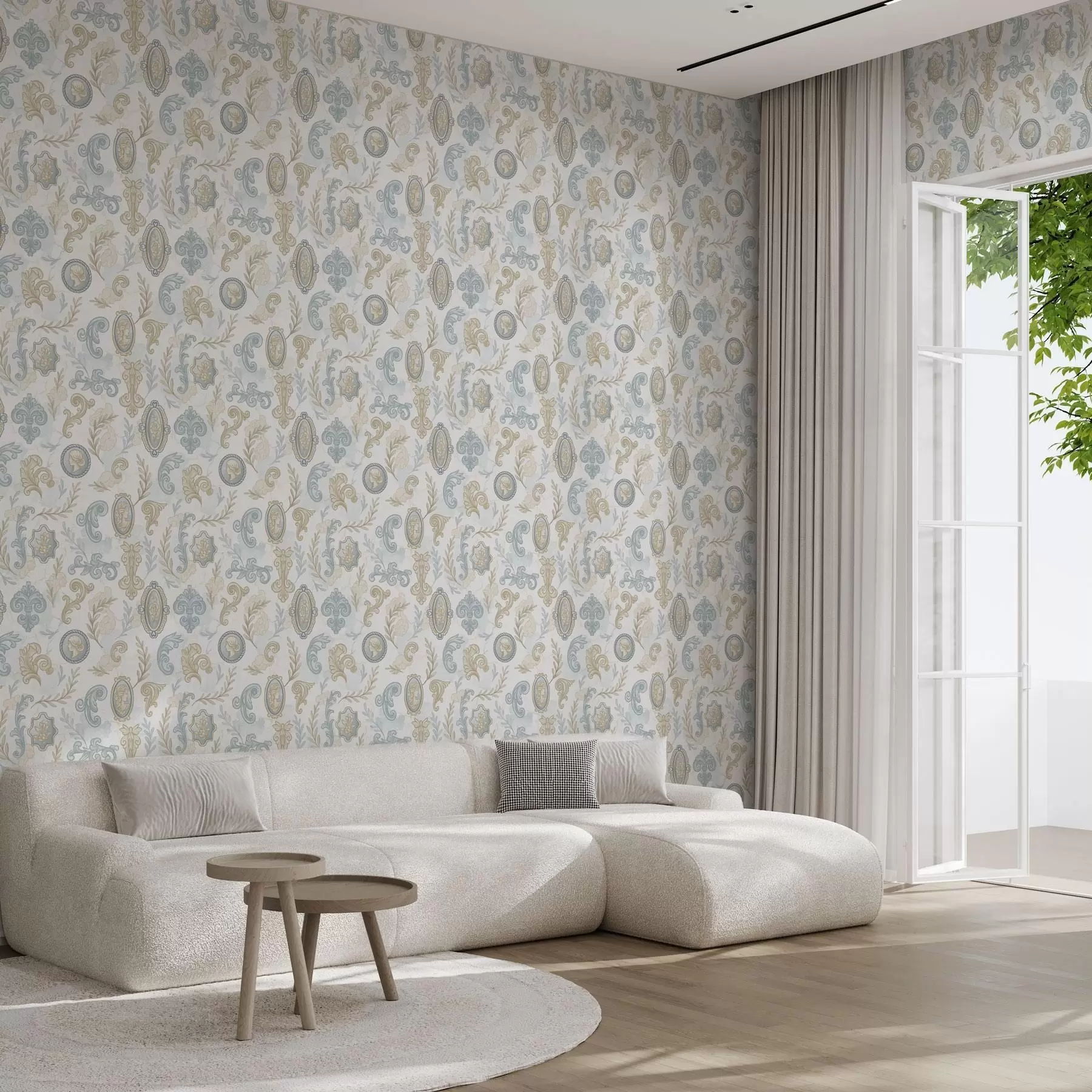 fototapeter Klassisk ornament med medaljonger og mønstre a00319