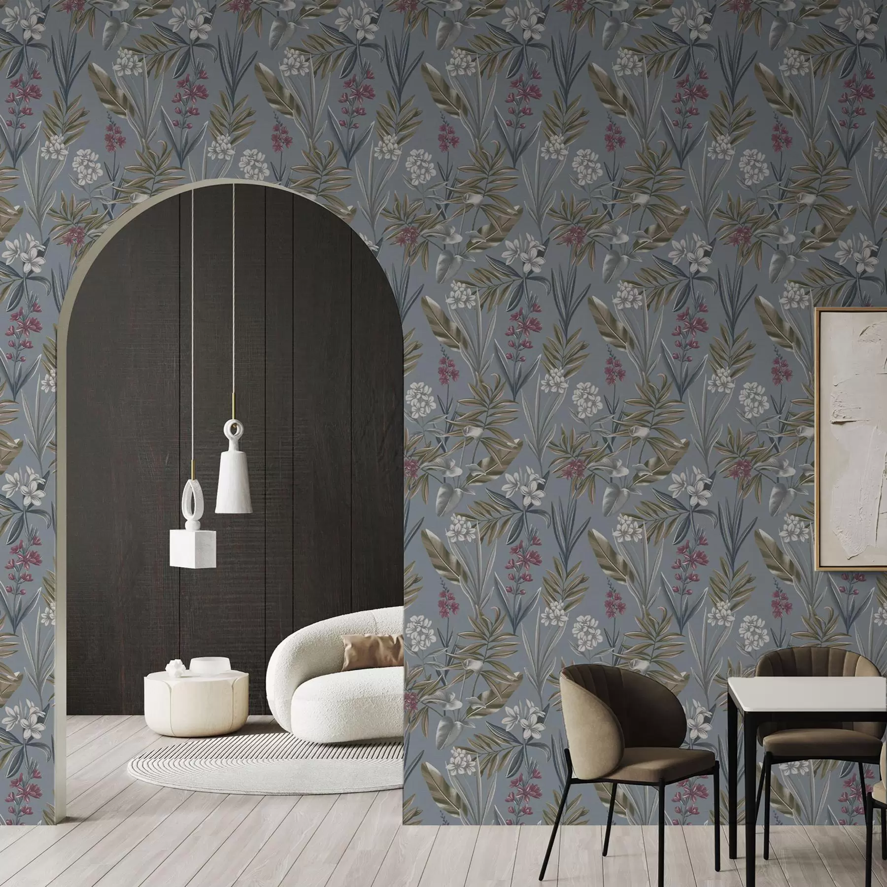 fototapeter Blomstergrener på blågrå bakgrunn a00350