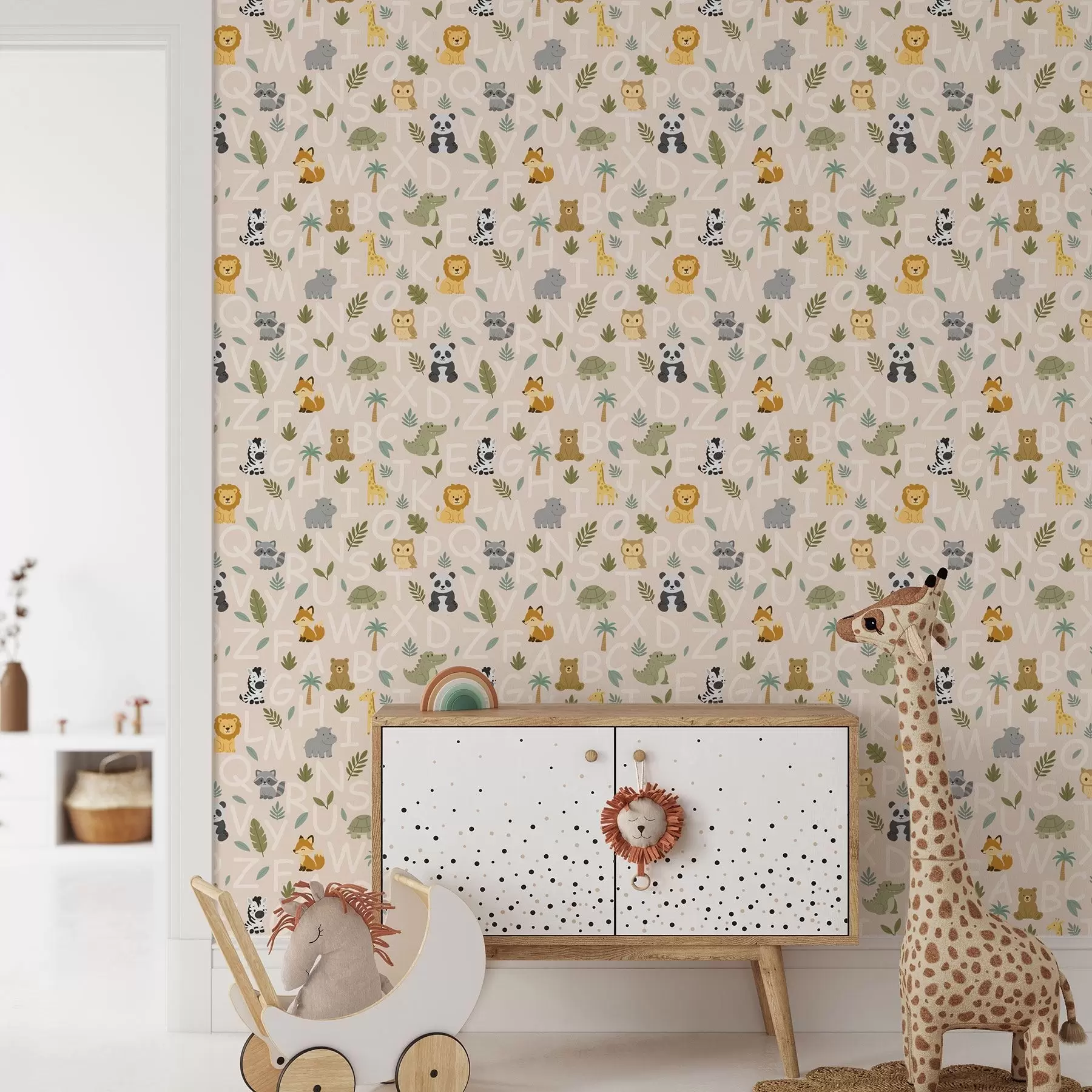 fototapeter Alfabet med søte dyr og planter for barn a00400