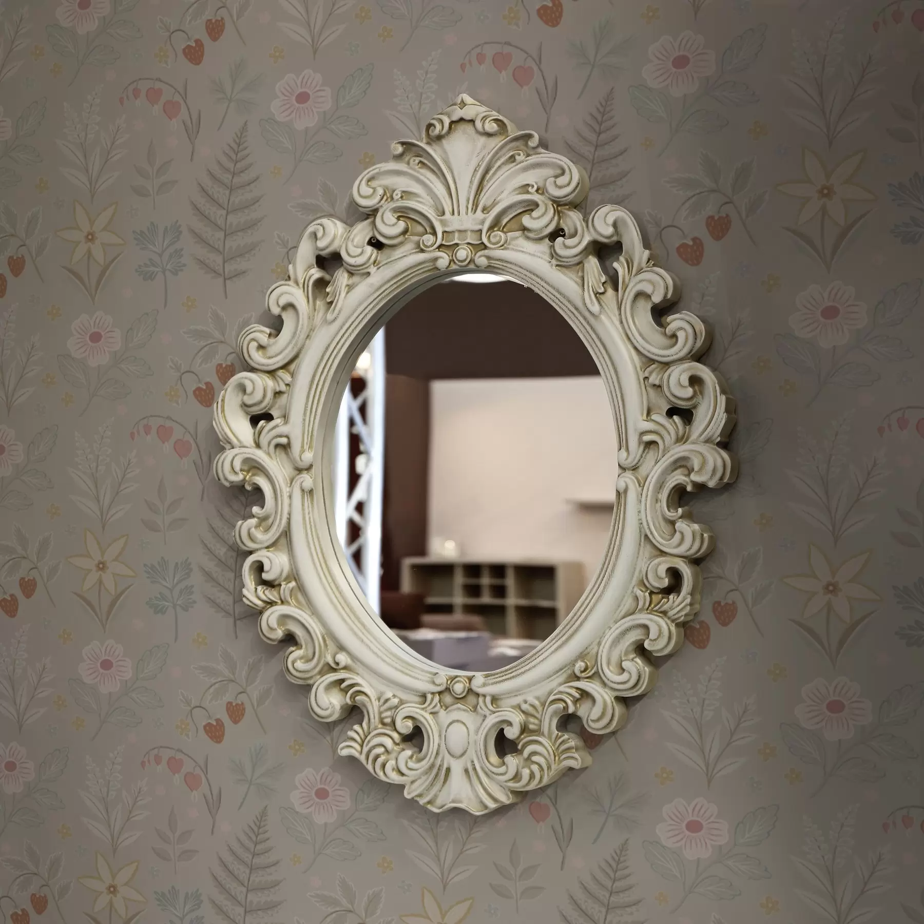 fototapeter Pastellfargede blomster og bær på en lysegrå bakgrunn a00406