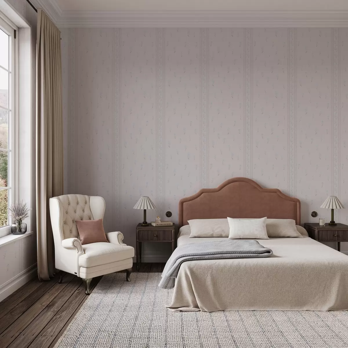 Bakgrunn Rosa bakgrunn med delikate blå blomster og kant a00484