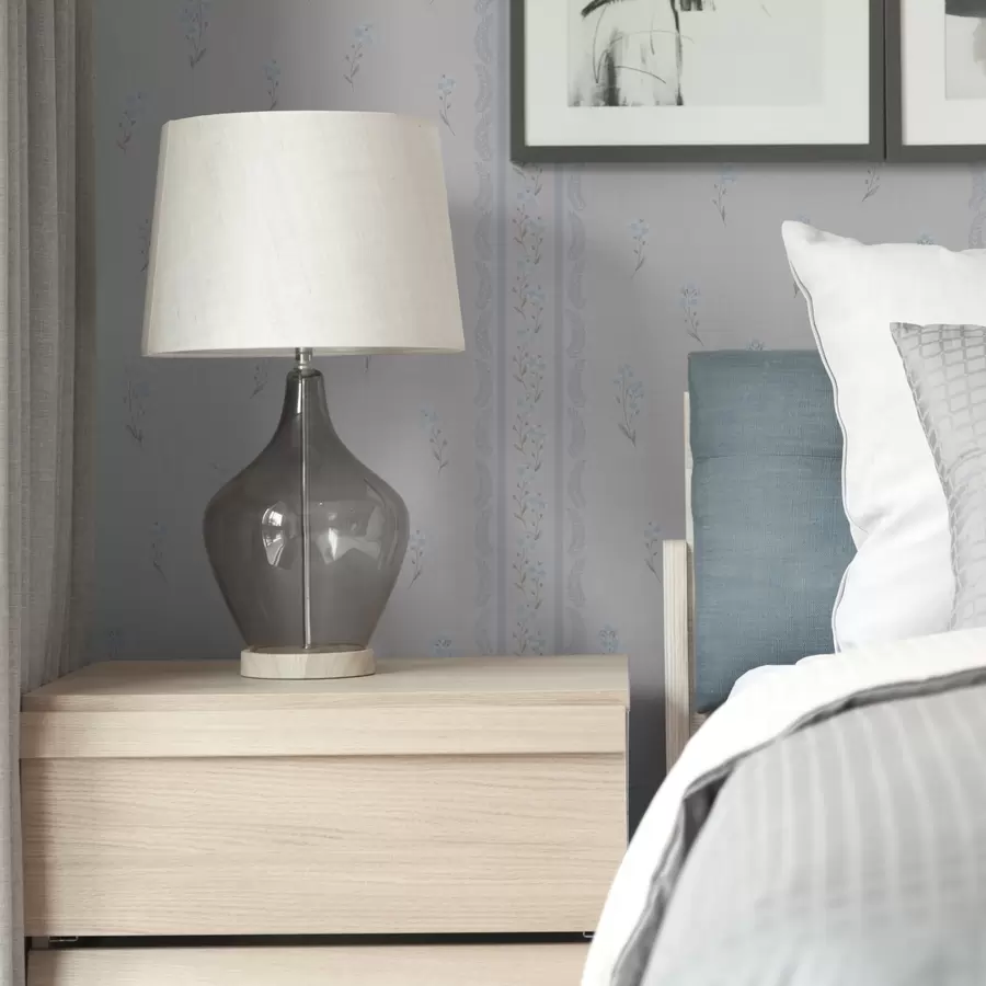 fototapeter Hvit bakgrunn med blå blomster og dekorative striper a00484v1