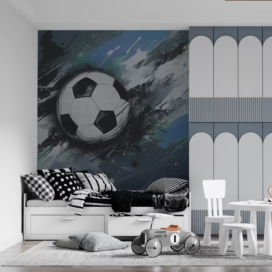 fototapeter Fotball med uskarp graffiti i bakgrunnen w04467v1