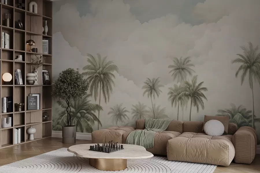 fototapeter Palmer mot en bakgrunn av skyer w04485