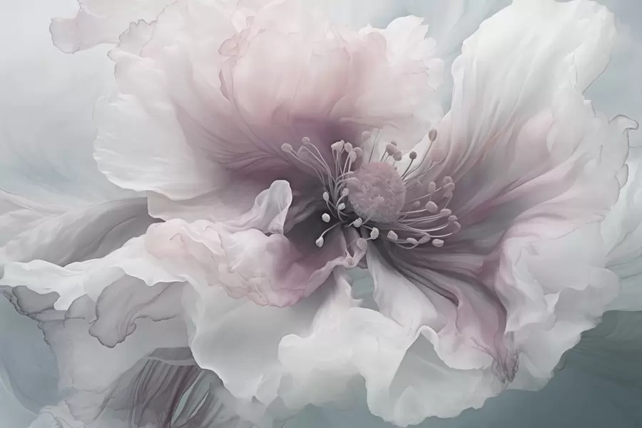 fototapeter Delikat blomst med rosa og hvite kronblader w04446