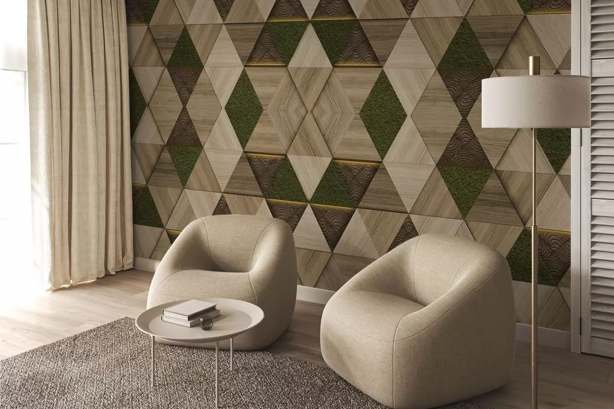 fototapeter Geometrisk treornament med mose w04459