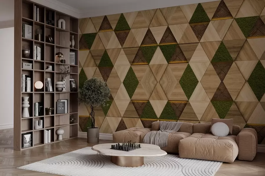 fototapeter Geometrisk treornament med mose w04459