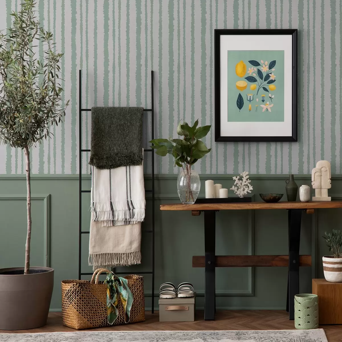 Bakgrunn Ujevne mintfargede striper på hvit bakgrunn a00510