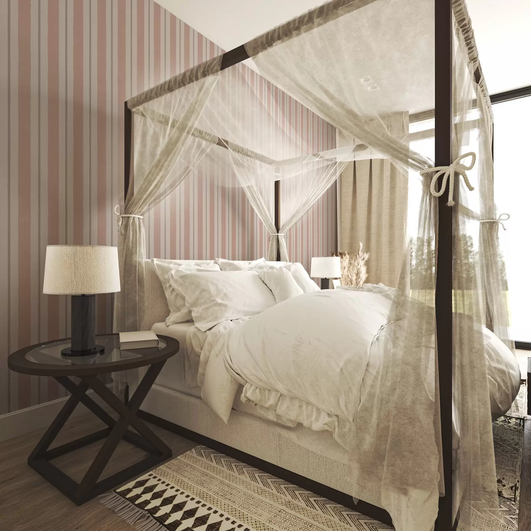 fototapeter Terracotta-beige brede striper med en gråaktig aksent a00513